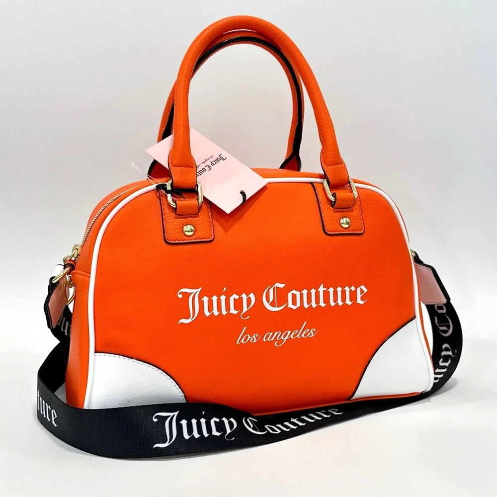 Juicy Couture Fashionista Sports Bowler Satchel Bag in Red Orange